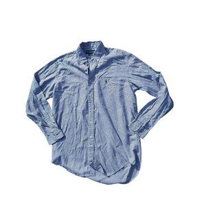 Ralph Lauren Mens Button-Down Blue Checkered Shirt Size 15.5 32/33 100% Cotton